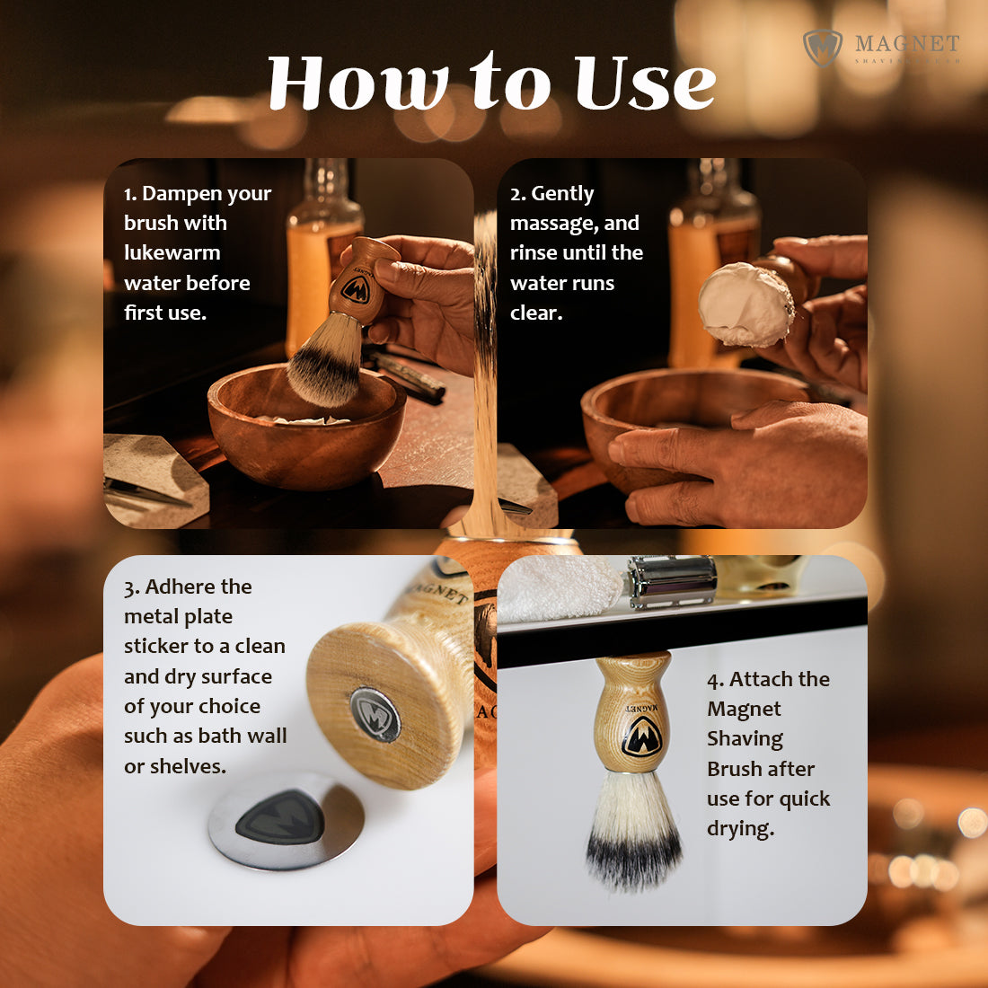 SILSTAR MAGNET Magnetic Shaving Brush for Face and Beard