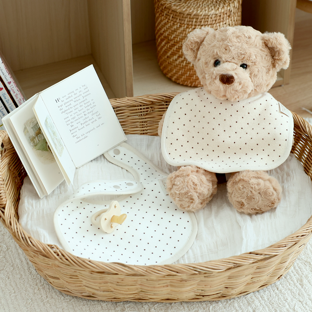Hellowshine Organic terry bib (Dot cream)