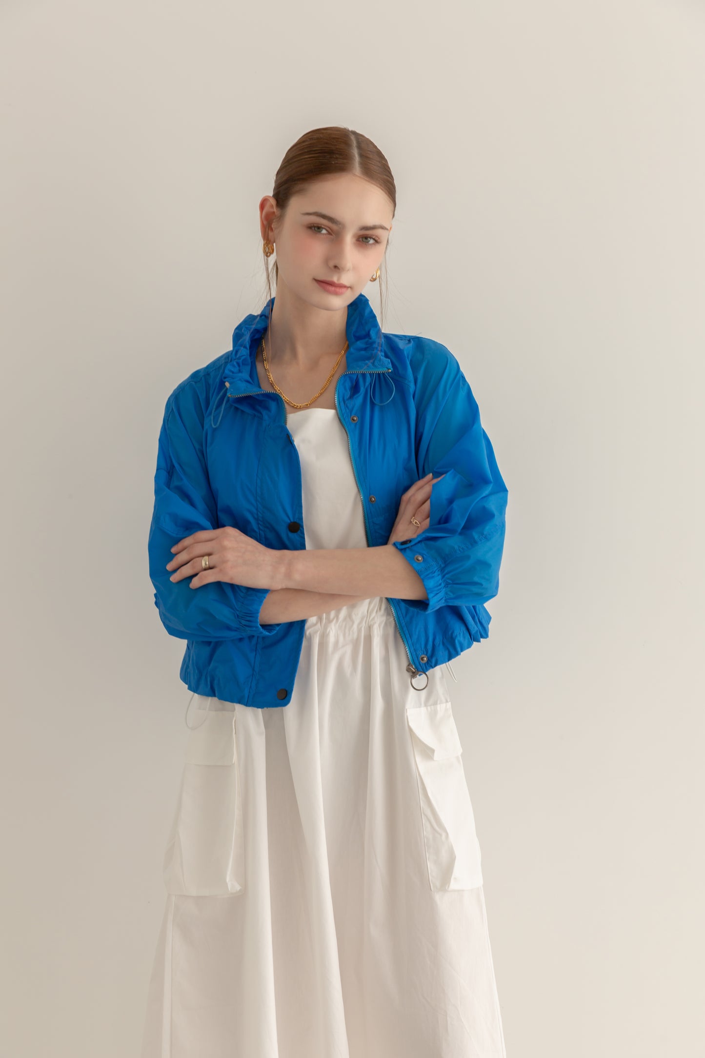 MIJU Casual string windbreaker jumper - Blue