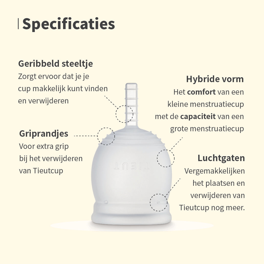Tieut Menstruatiecup - Tot 12 uur bescherming tijdens menstruatie - Hoge capaciteit èn veel comfort - House of K