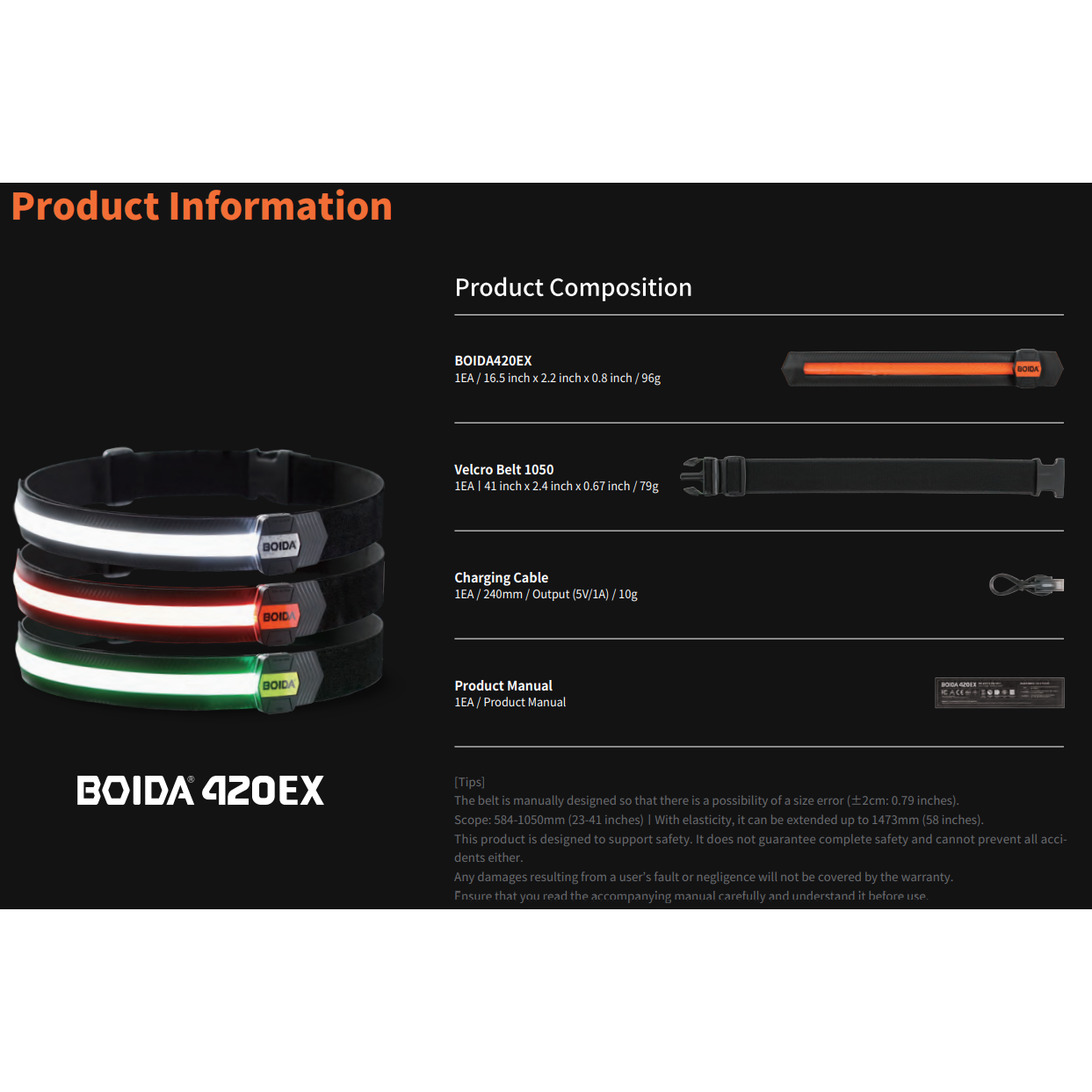 BOIDA LED Reflecterende band | Groot (middelbreedte) | Hoge zichtbaarheid tijdens het hardlopen, fietsen, kamperen, wandelen en fietsen | USB oplaadbaar | Veiliger dan een reflecterend vest | - House of K