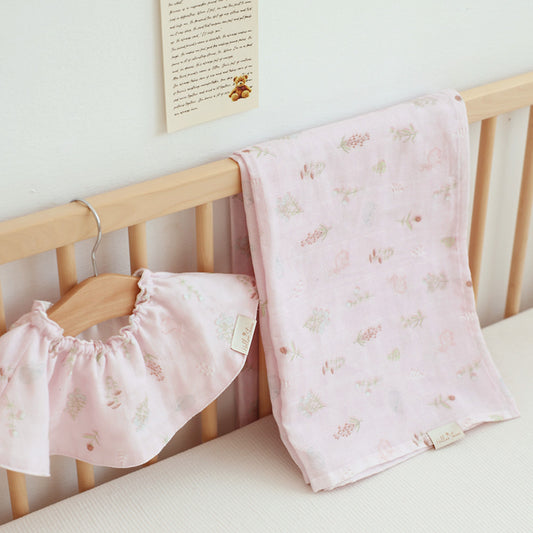 Hellowshine Gauze rolling bib (Pink garden)