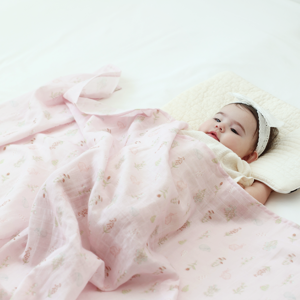 Hellowshine Double Gauze blanket (Pink garden)