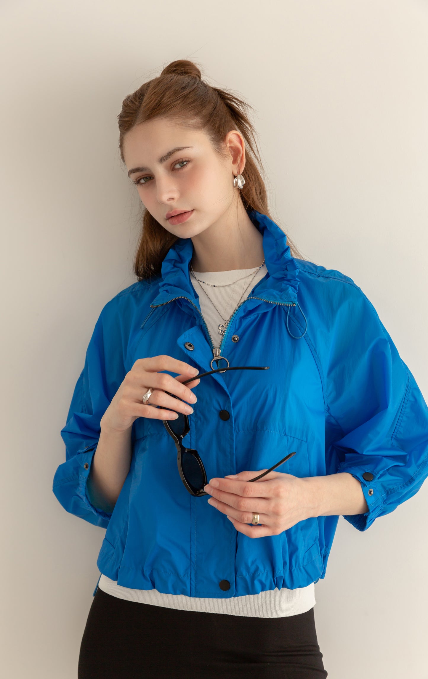 MIJU Casual string windbreaker jumper - Blue