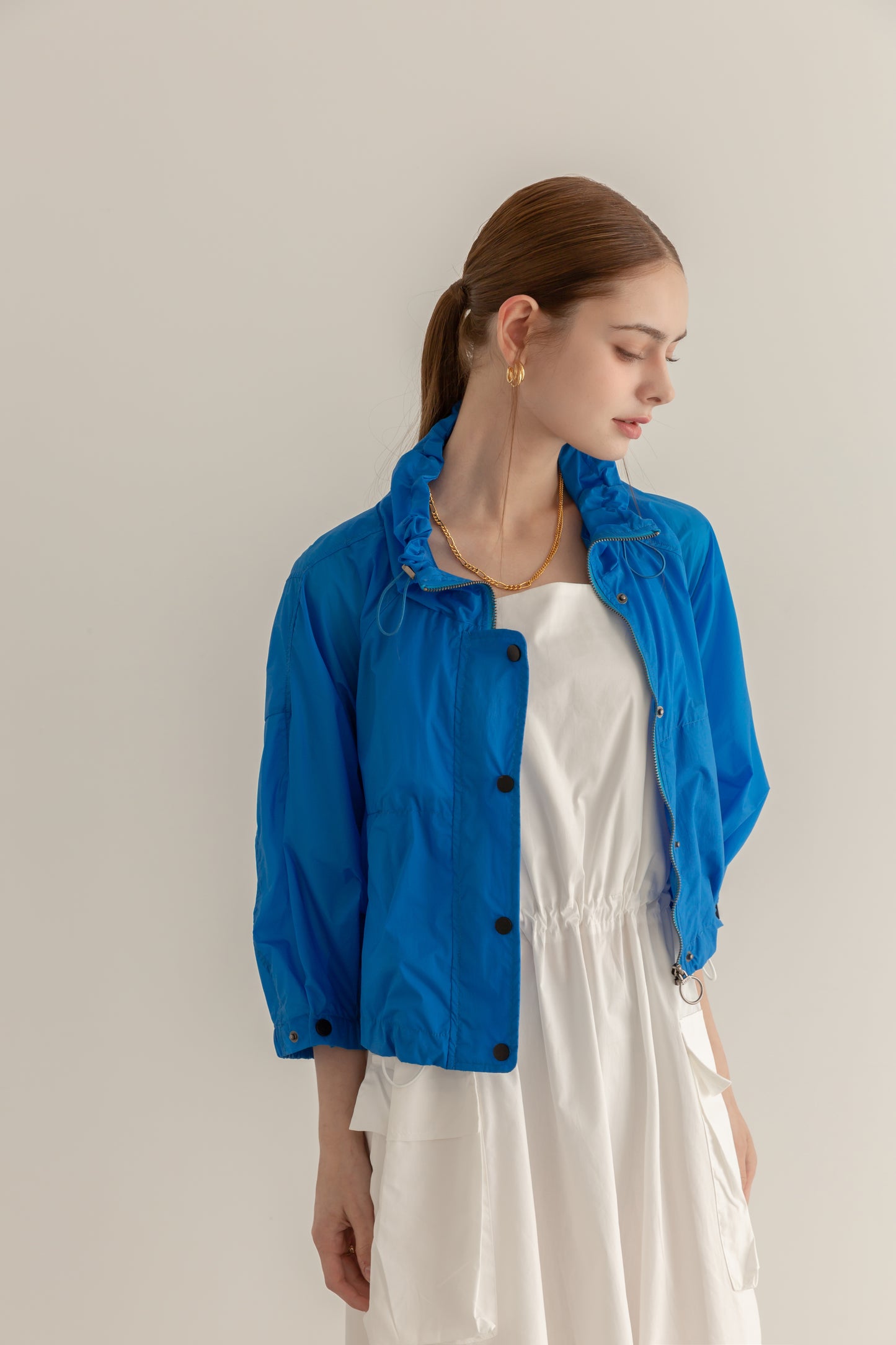 MIJU Casual string windbreaker jumper - Blue