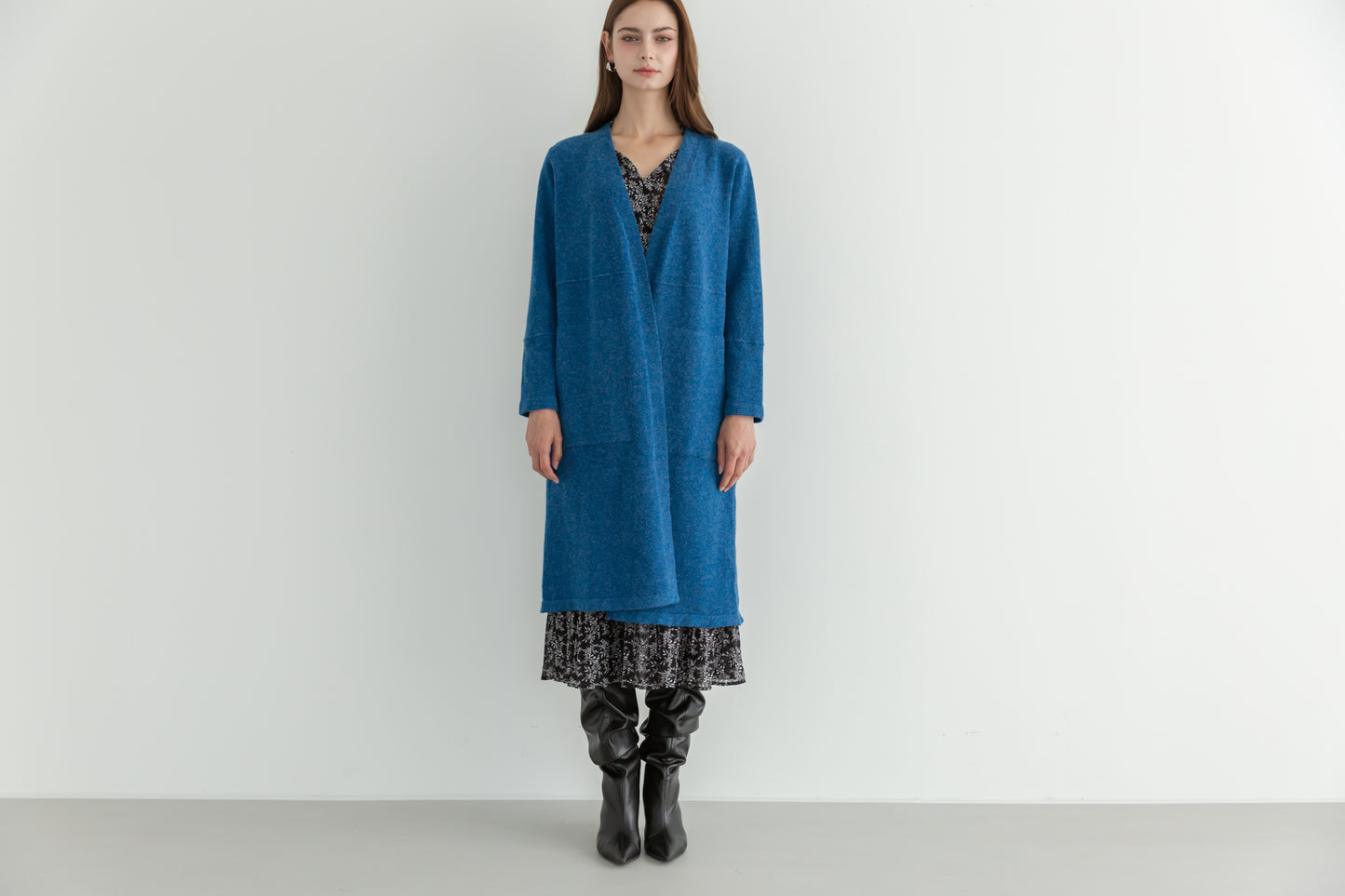 MIJU Side pocket long cardigan - Blue