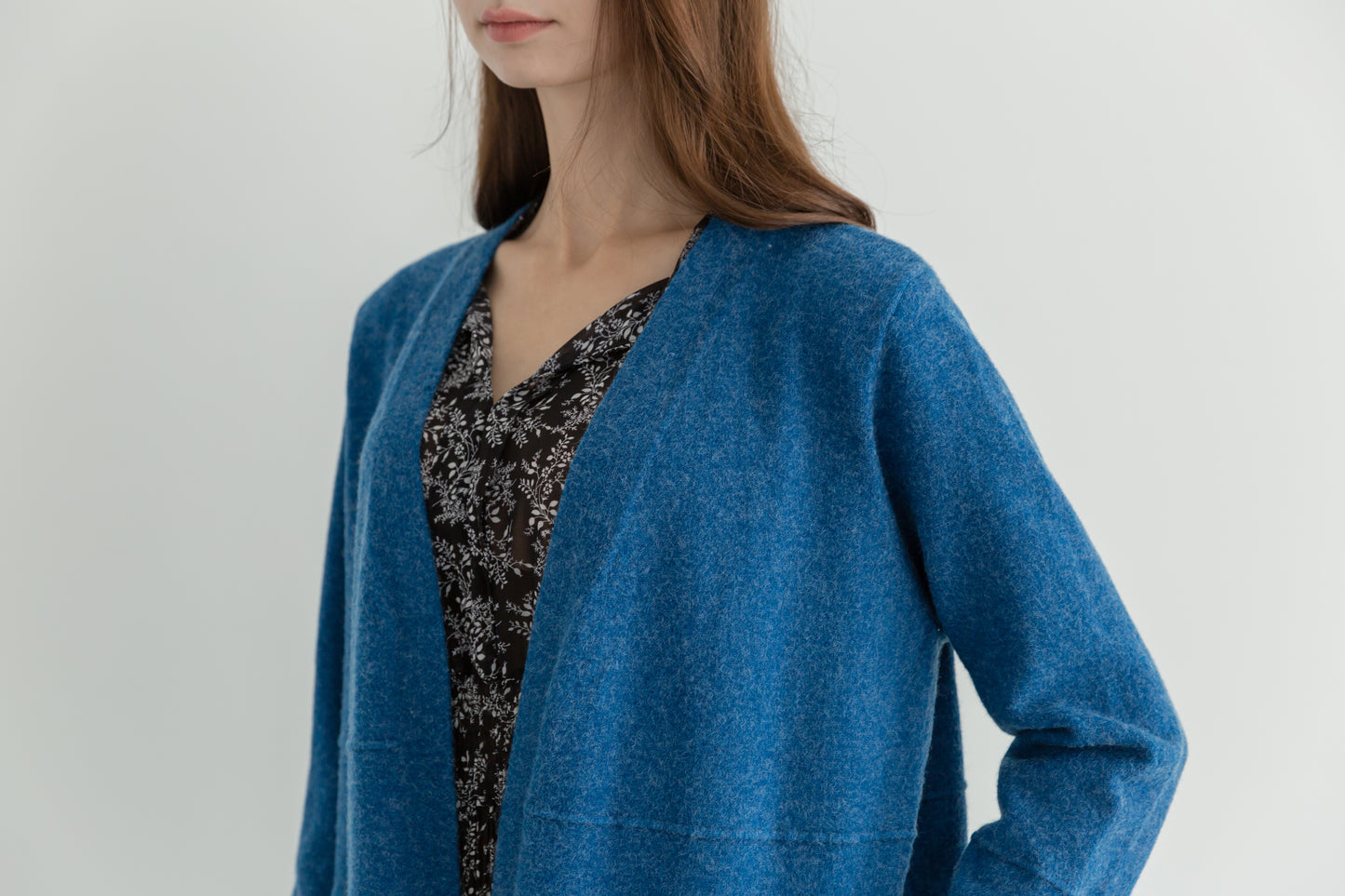 MIJU Side pocket long cardigan - Blue