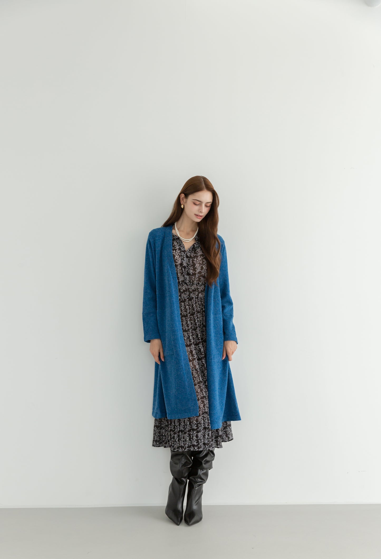 MIJU Side pocket long cardigan - Blue