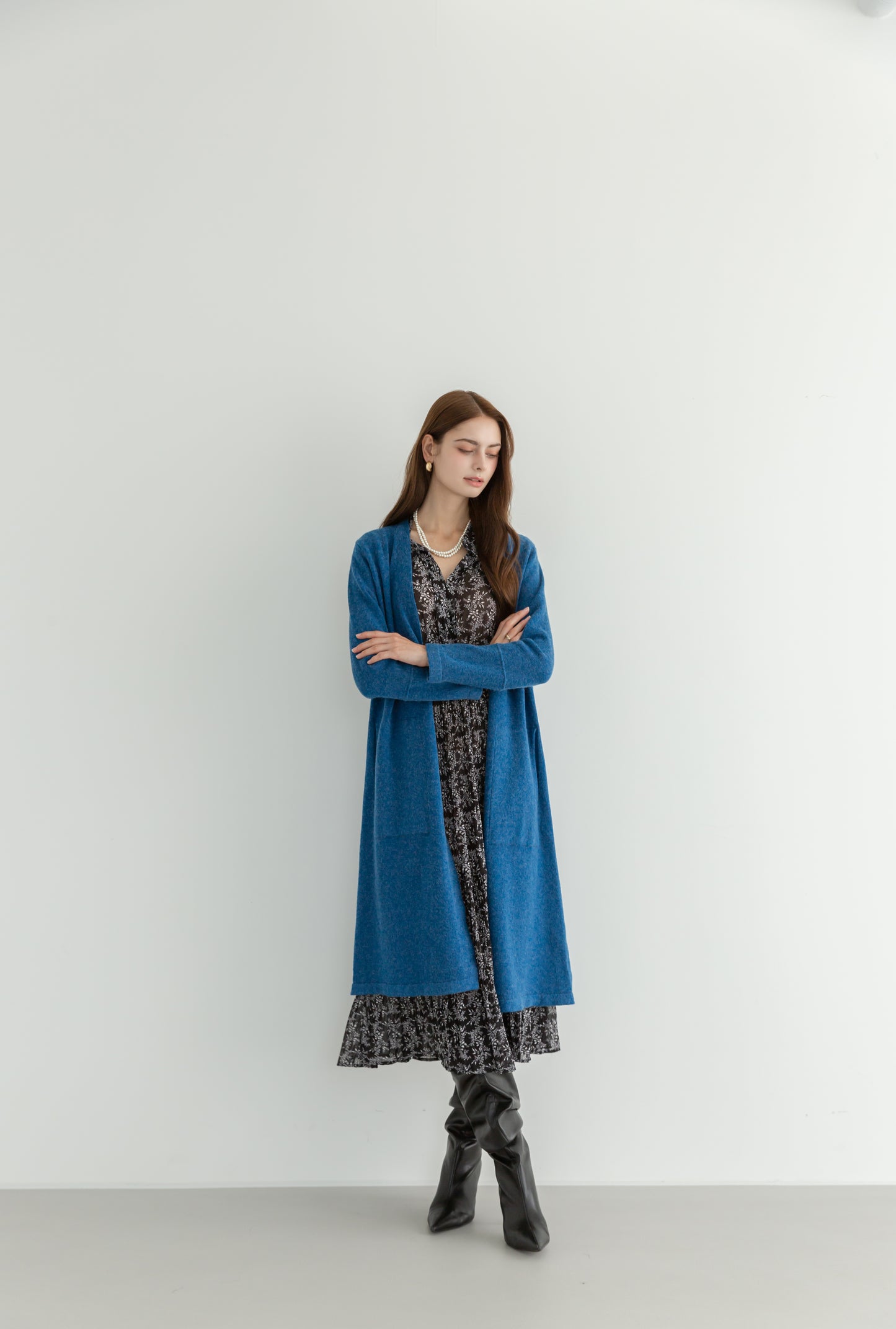 MIJU Side pocket long cardigan - Blue