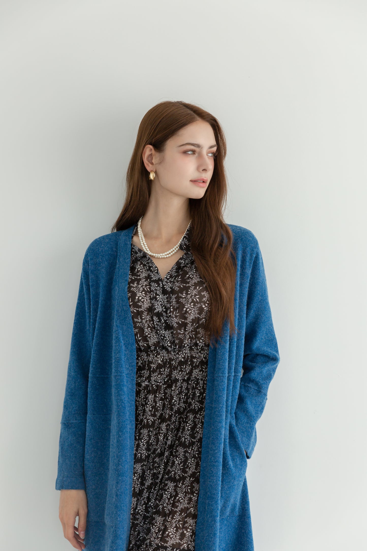 MIJU Side pocket long cardigan - Blue