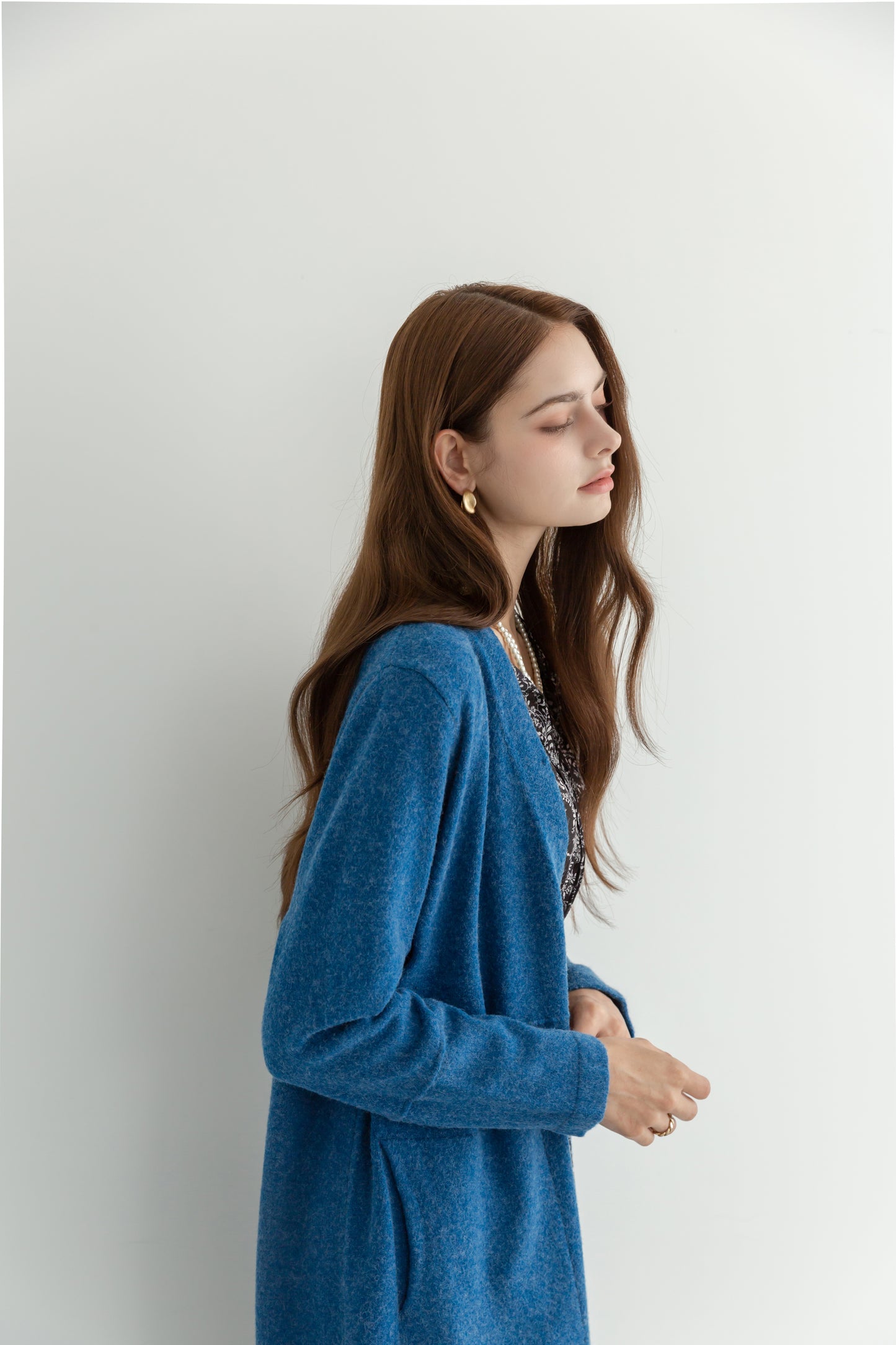 MIJU Side pocket long cardigan - Blue