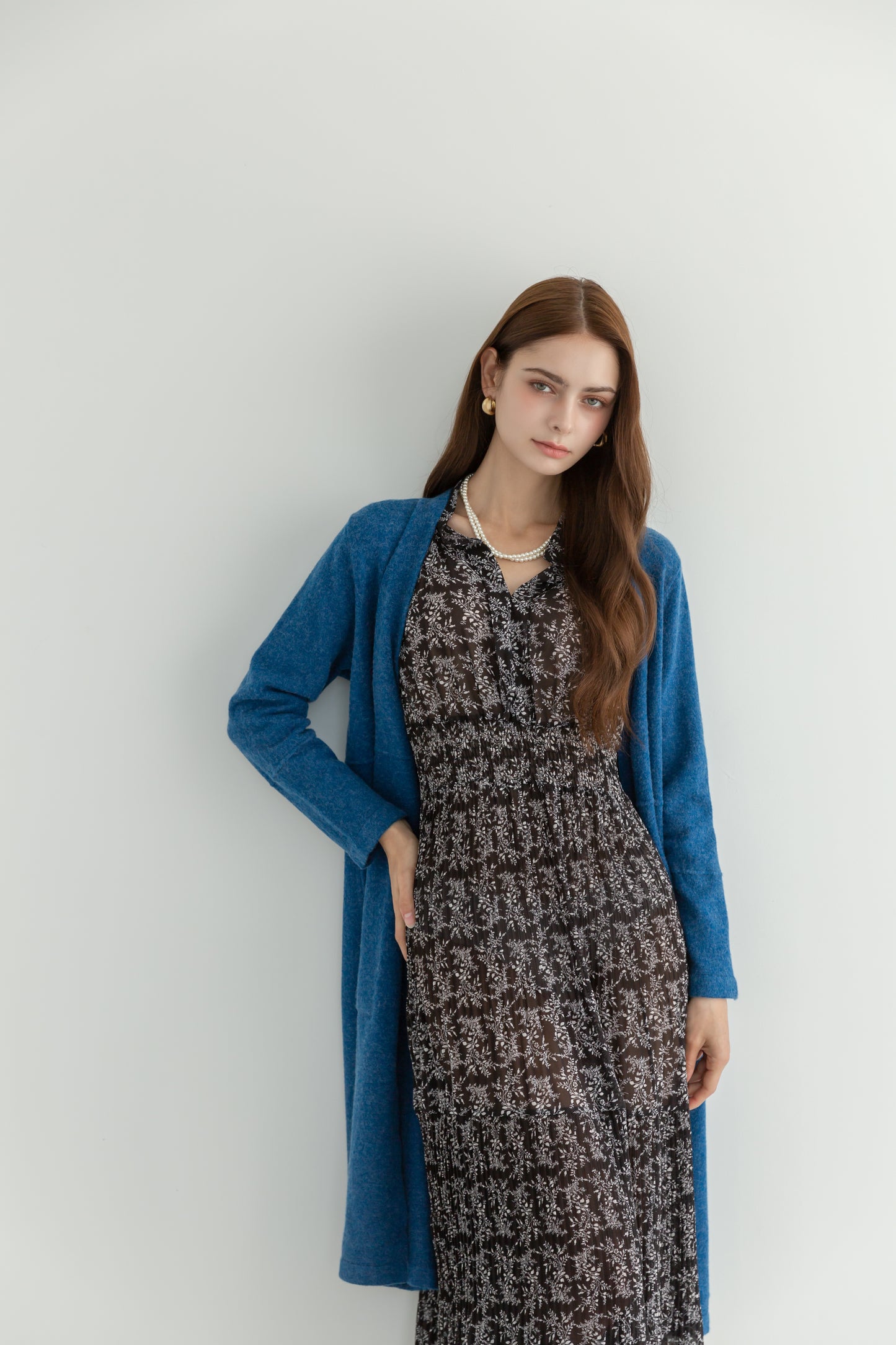 MIJU Side pocket long cardigan - Blue