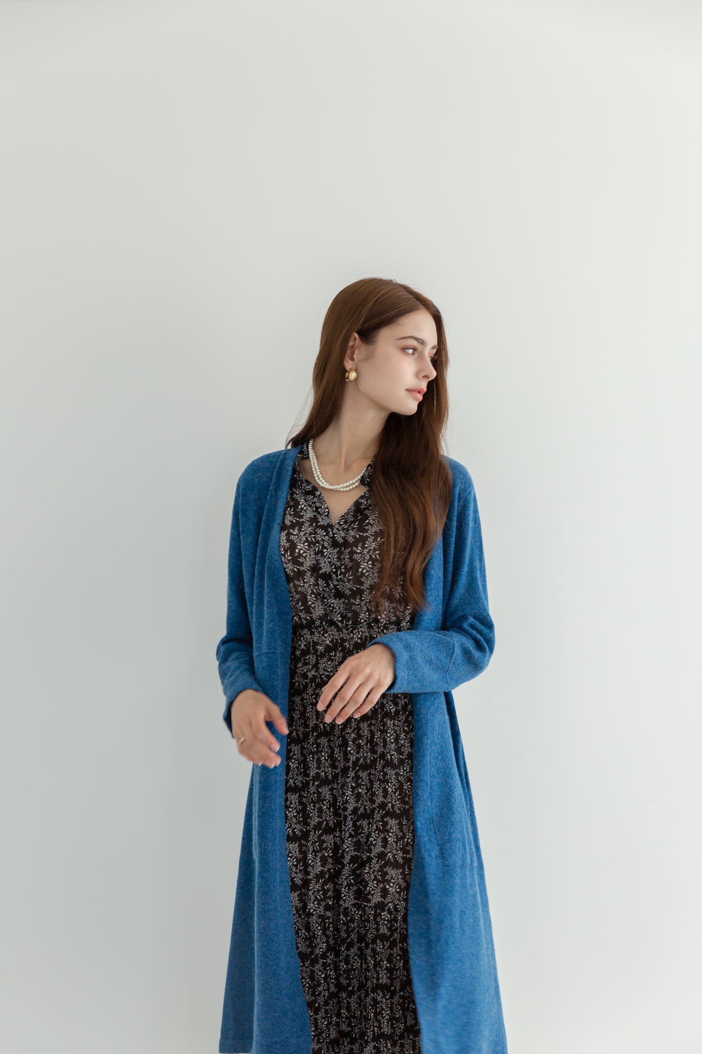 MIJU Side pocket long cardigan - Blue