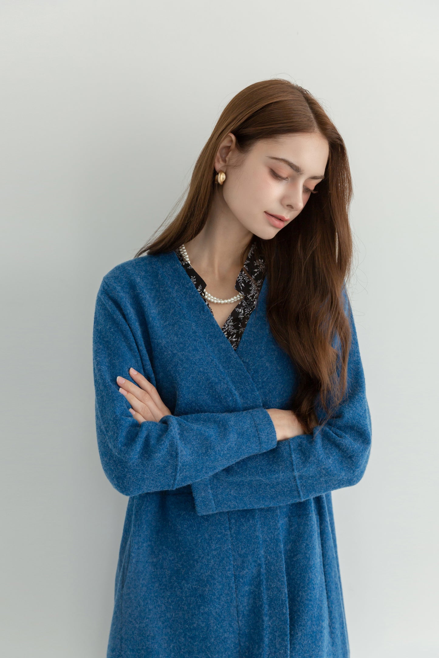 MIJU Side pocket long cardigan - Blue