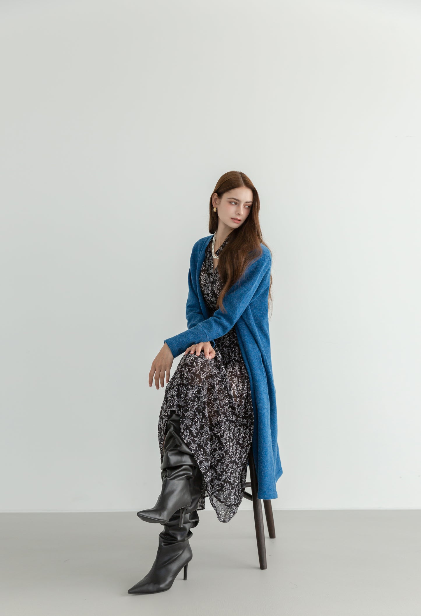 MIJU Side pocket long cardigan - Blue