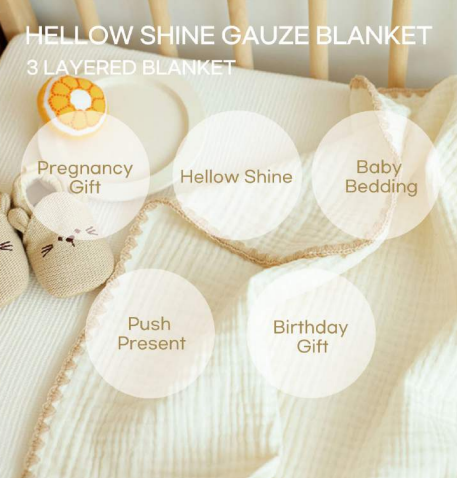 Hellowshine 3Layered Gauze blanket (melo blue)