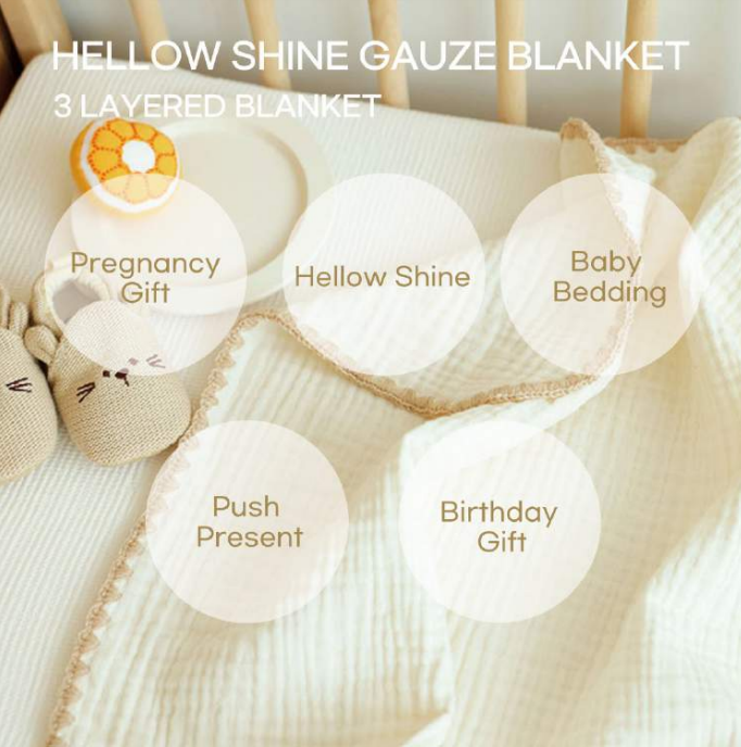 Hellowshine 2Layered Gauze embroidery blanket(Pink)